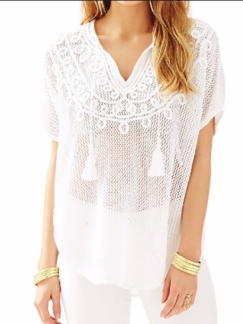 NWT Lilly Pulitzer 'Sterling' Sweater Crochet Poncho Pullover Cover Up XXS/XS